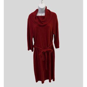 Lane Bryant Women’s  Red Sweater Pull On Dress Size 14/16  With Tie Belt